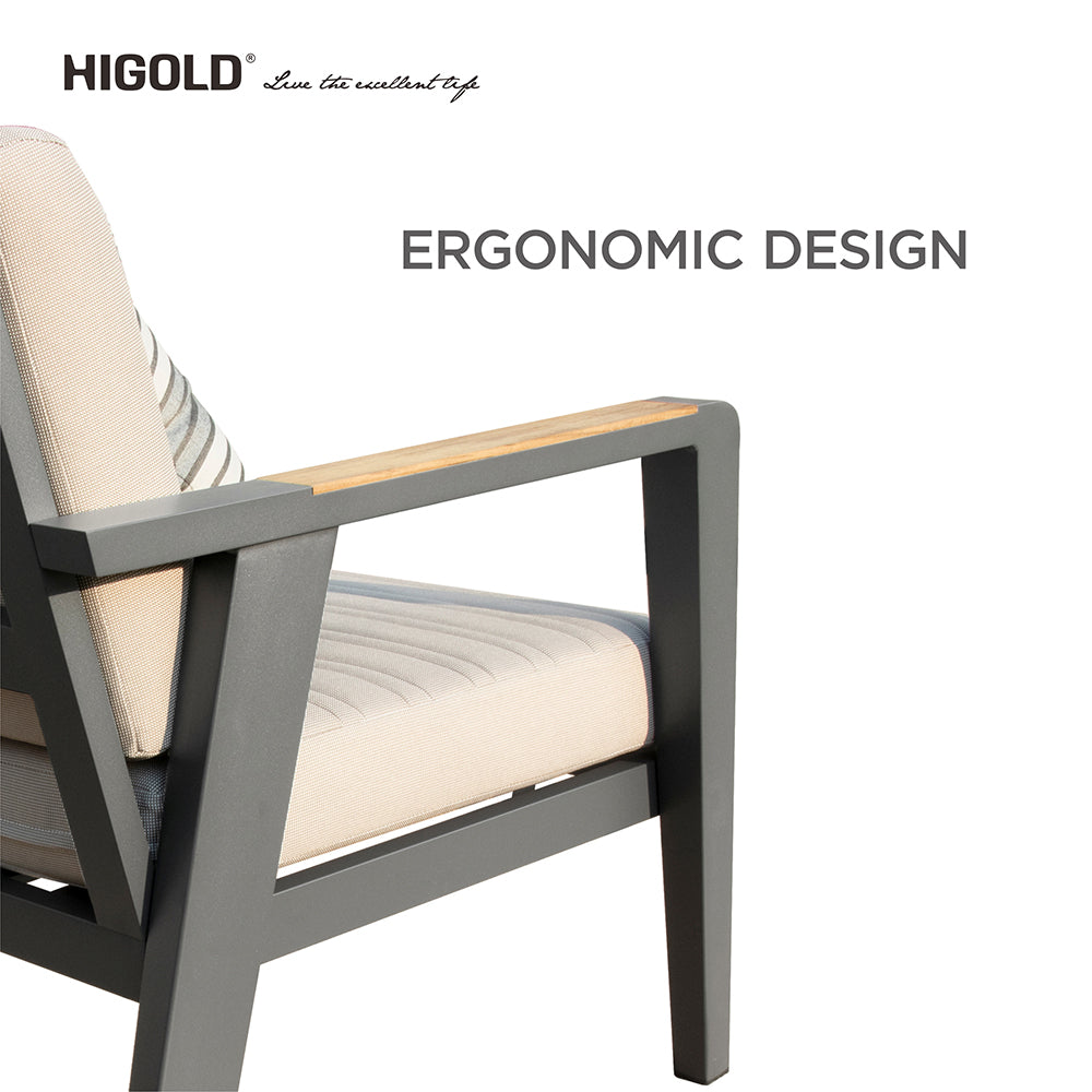 HIGOLD Emoti Aluminum Teak Patio Single Sofa - Series 6977