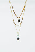 Collar étnico 3 en 1 con piedras grandes y cuentas naturales