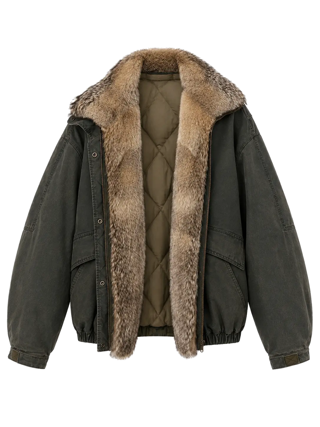 Fireladyfur Women's Fashion Goose Down Parka With Fox Fur Collar“City Cruise”