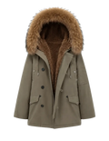 Fireladyfur Women's Shearling Lined Down Parka With Raccoon Fur Collar Hood"Coastal Highway II"