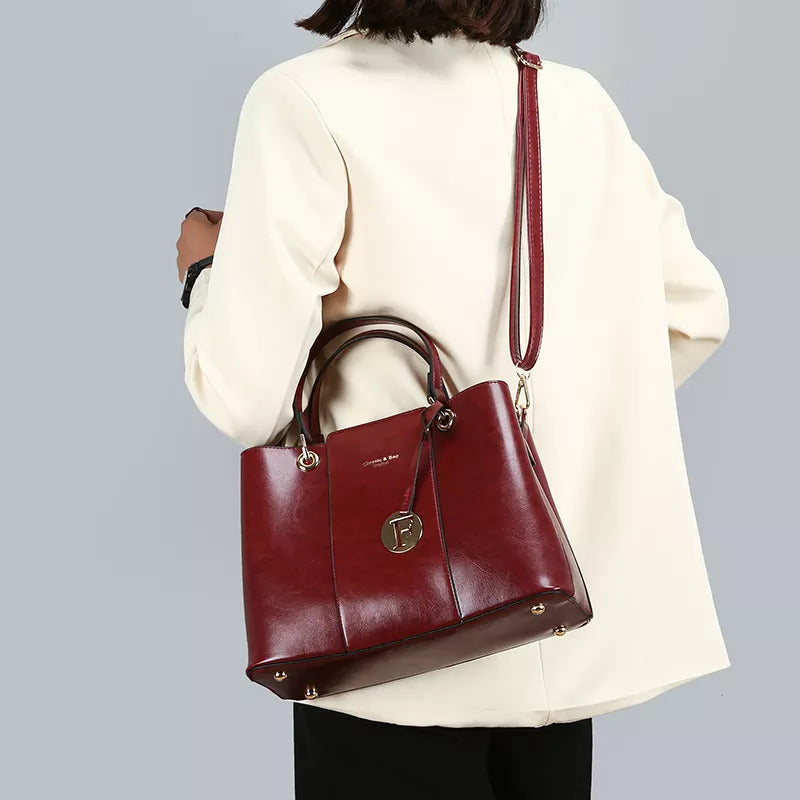 Set de bolso Aaliyah de piel de cocodrilo sintética (2 piezas) - Granate