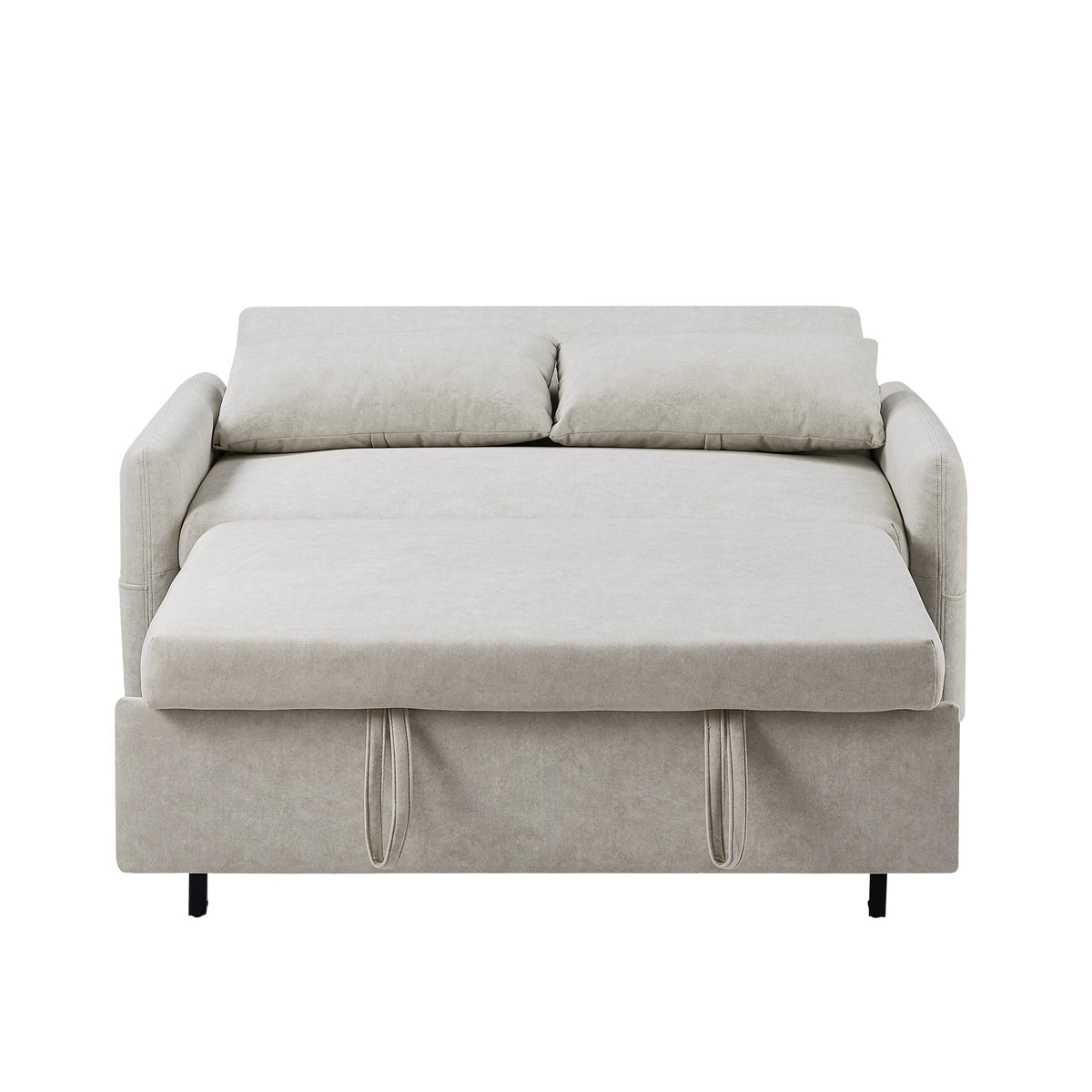 55.1" Pull Out Sleep Sofa Bed Loveseats Sofa Couch With Adjsutable Backrest, Storage Pockets, 2 Soft Pillows, USB Ports