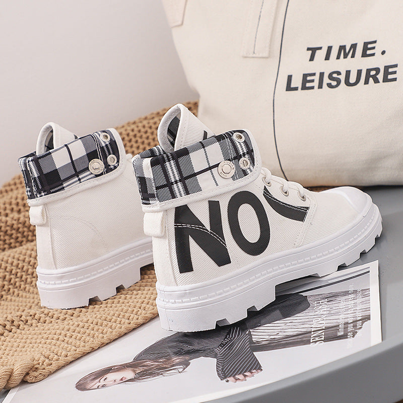 New All-Match High-Top Girls Canvas Short Boots Women's Shoes