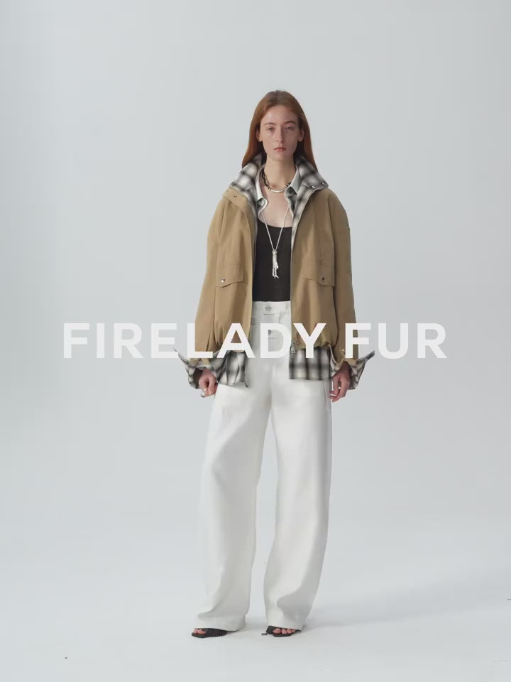 Fireladyfur Women's Retro Plaid Cotton Short Jacket | Loose Fit "Monsoon Climate"