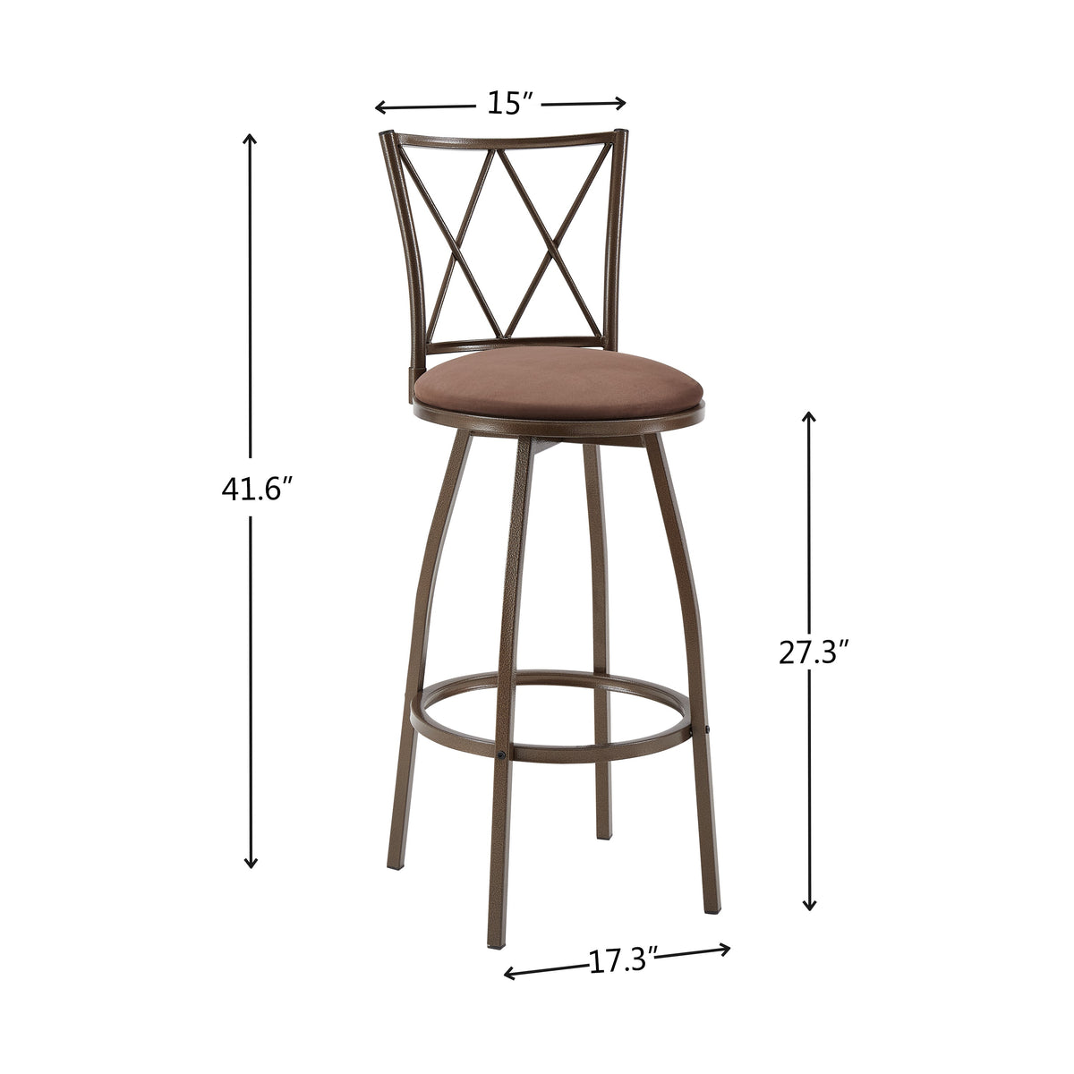 2 Piece Bar Stools, Bar Chairs, Brown Bar Stools,Country Style Industrial,Easy to Assemble, With Footrest for Indoor Bar