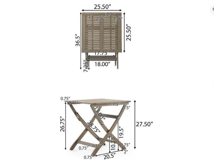 Positano 25 " Foldable Bistro Set, Gray
