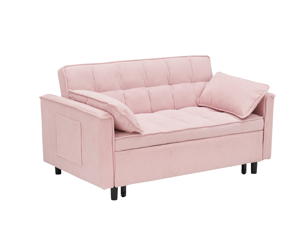 Klappbares Schlafsofa mit verstellbarer Rückenlehne, moderner Einzelsessel, umwandelbar zum Bett, Rosa