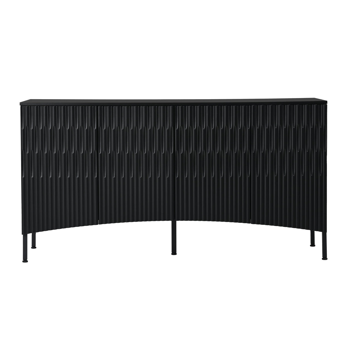 Elegant Sideboard Featuring Curved Bottom Doors With Arched Groove Design in a Stylish Four-Door Layout,Suitable for Liv