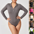 Mode Langarm Reißverschluss Jumpsuit Nahtlose Schlankheits-Shapewear Für Damen Strampler