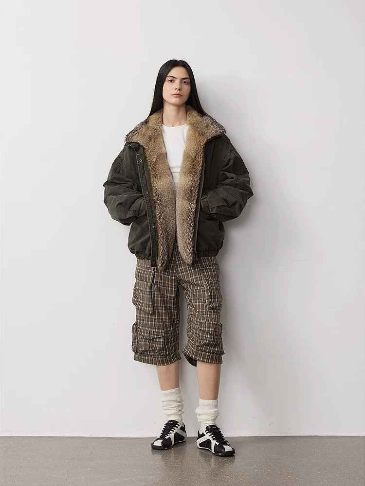 Fireladyfur Women's Fashion Goose Down Parka With Fox Fur Collar“City Cruise”