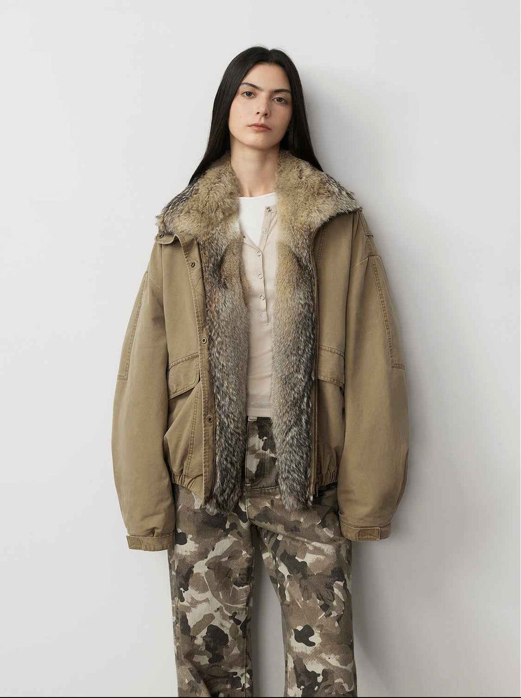 Fireladyfur Women's Fashion Goose Down Parka With Fox Fur Collar“City Cruise”