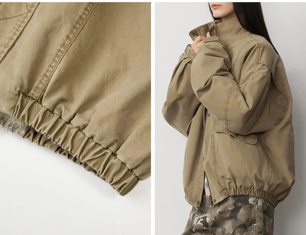 Fireladyfur Women's Fashion Goose Down Parka With Fox Fur Collar“City Cruise”