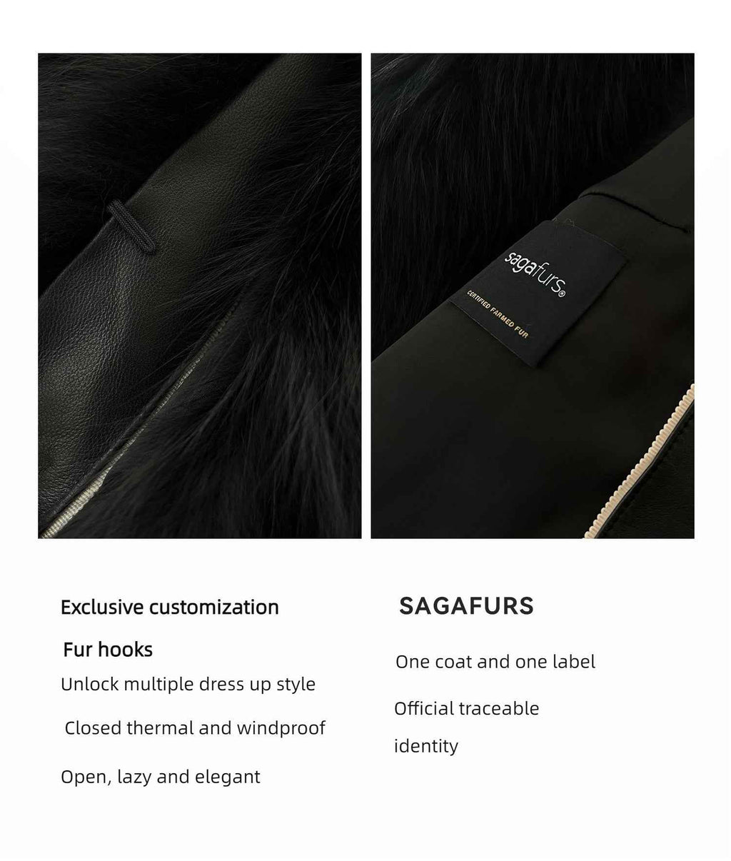 Fireladyfur Women's Finland Saga Fox Fur Fashion Cardigan“Black Sugar”