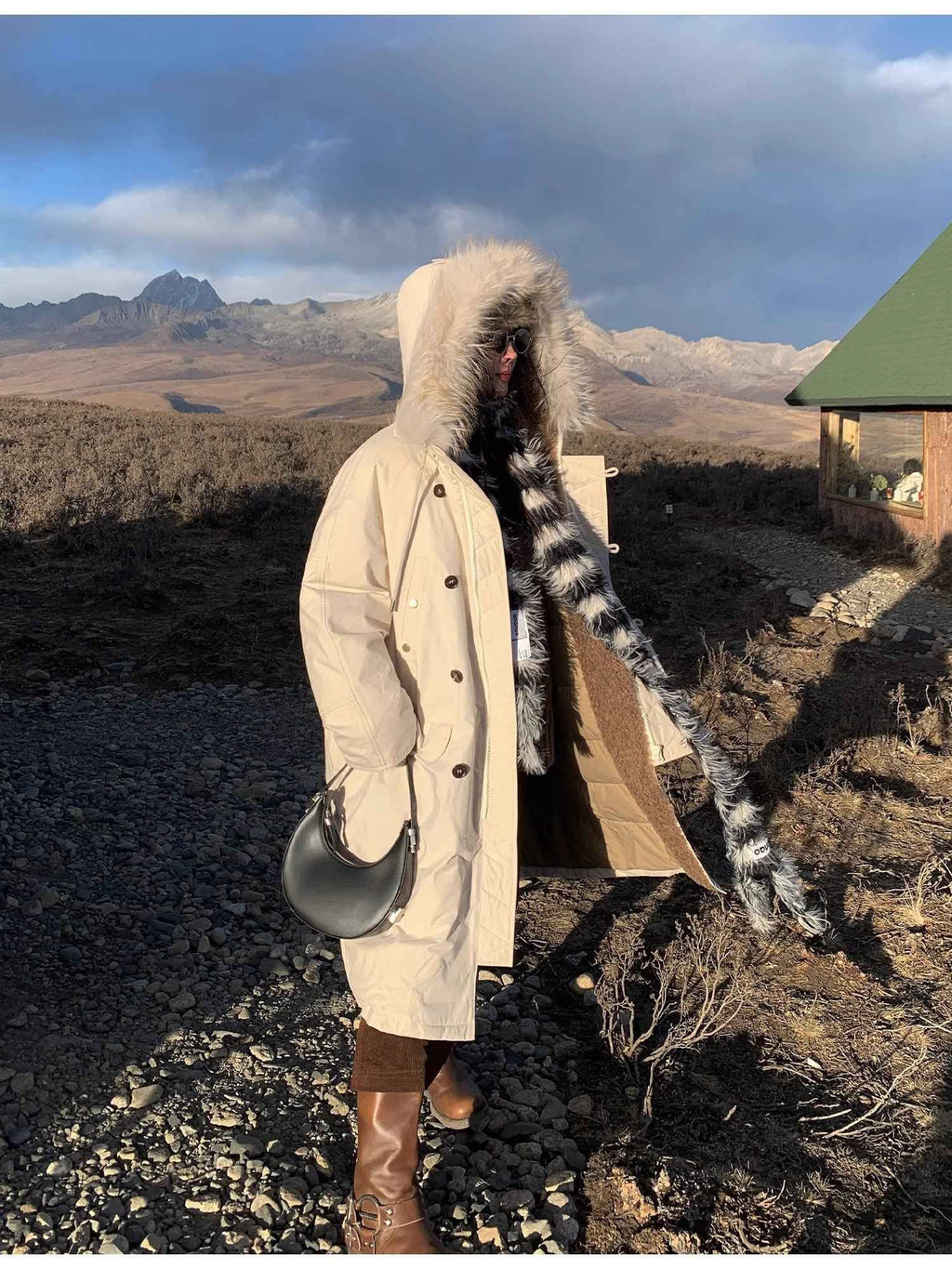 Fireladyfur Women’s Hooded Down Raccoon Fur Collar Parka Cold Weather“Manchester City Old Story”