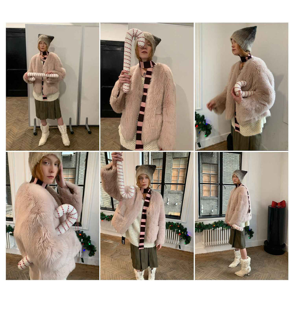 Fireladyfur Women's Pink Tuscan Sheepskin Coat“Babylon Phantom Nights”