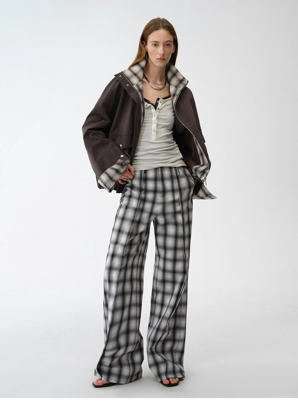 Fireladyfur Women's Retro Plaid Cotton Short Jacket | Loose Fit "Monsoon Climate"