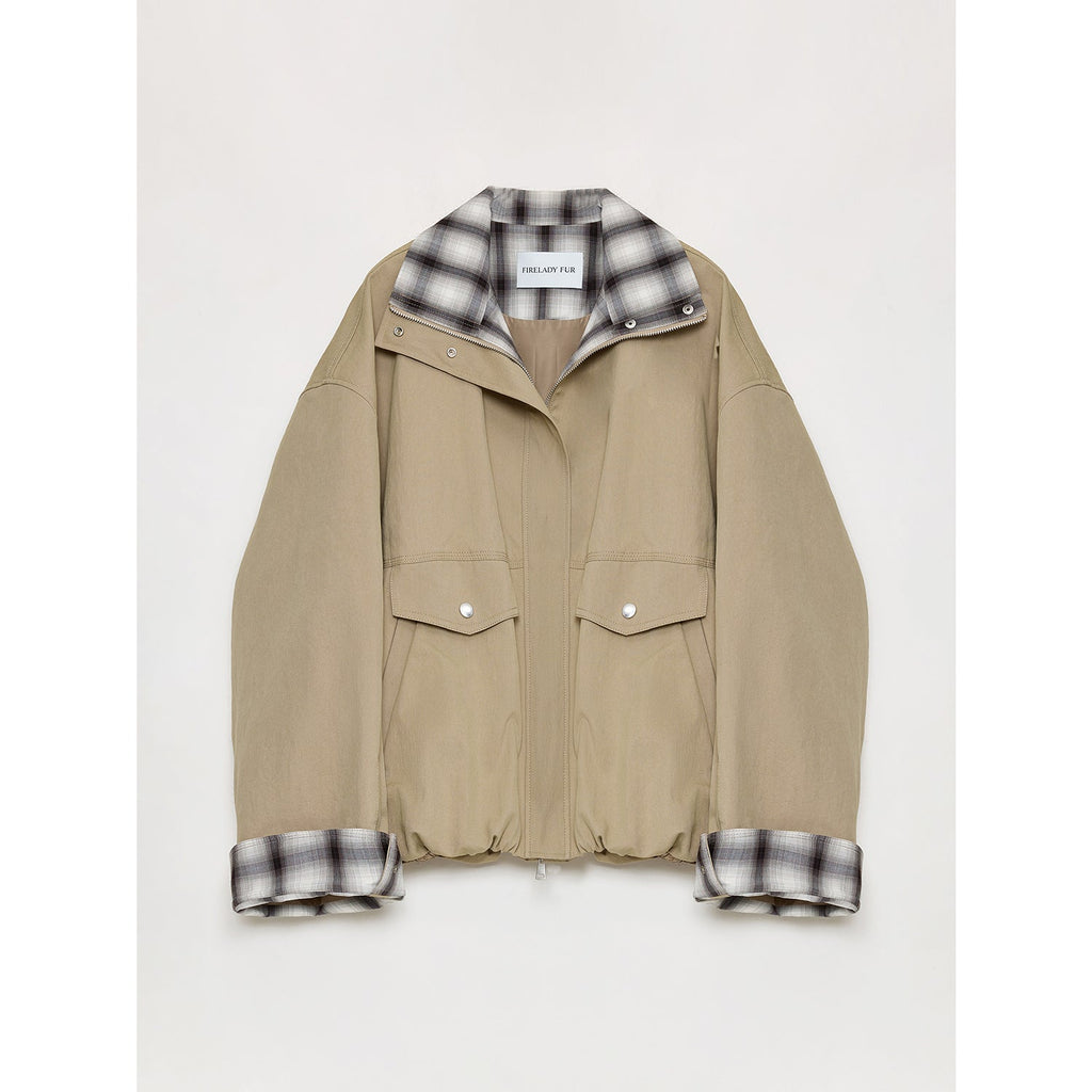 Fireladyfur Women's Retro Plaid Cotton Short Jacket | Loose Fit "Monsoon Climate"