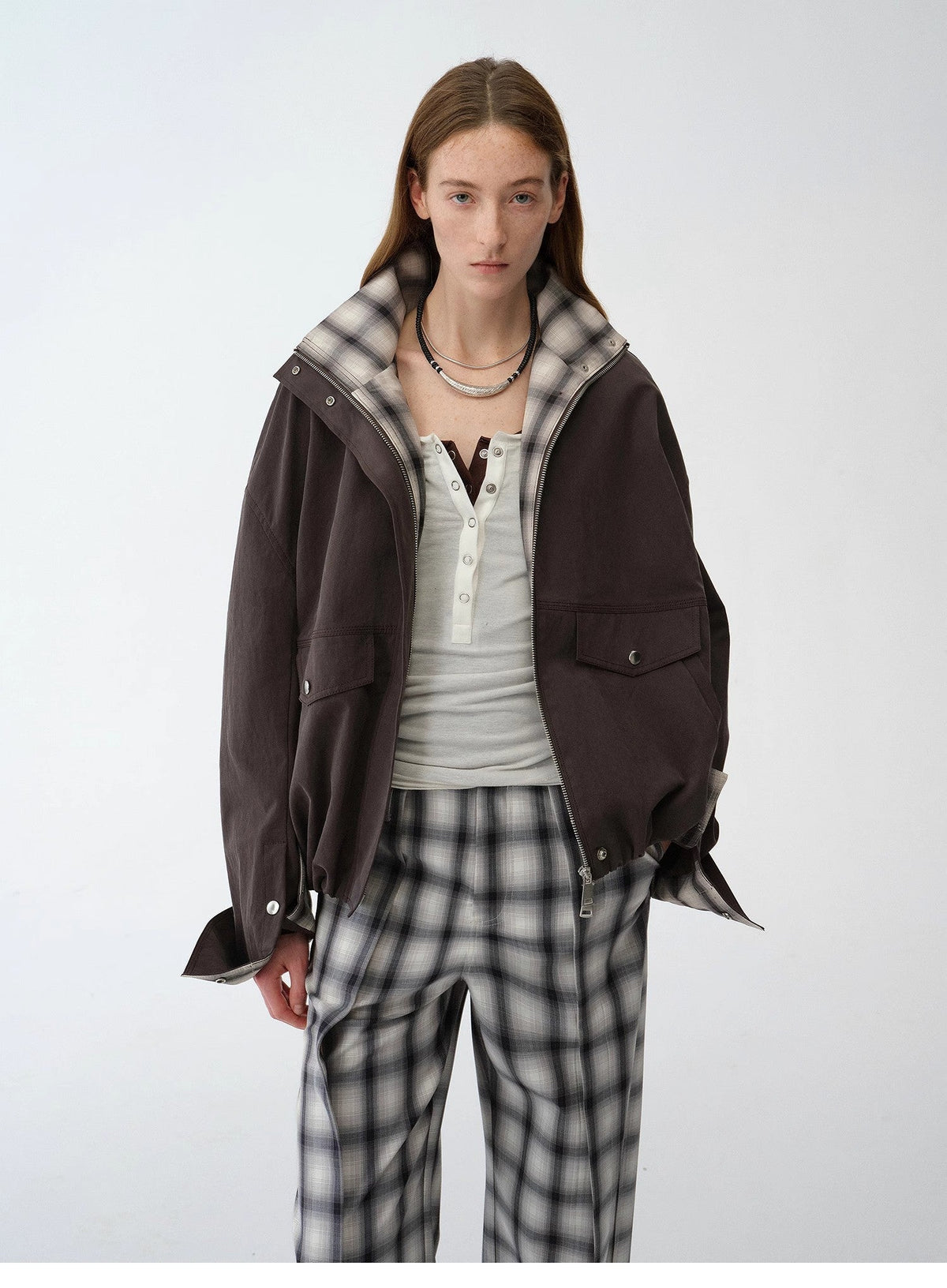 Fireladyfur Women's Retro Plaid Cotton Short Jacket | Loose Fit "Monsoon Climate"