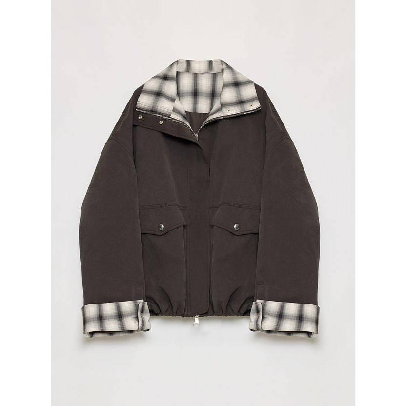 Fireladyfur Women's Retro Plaid Cotton Short Jacket | Loose Fit "Monsoon Climate"