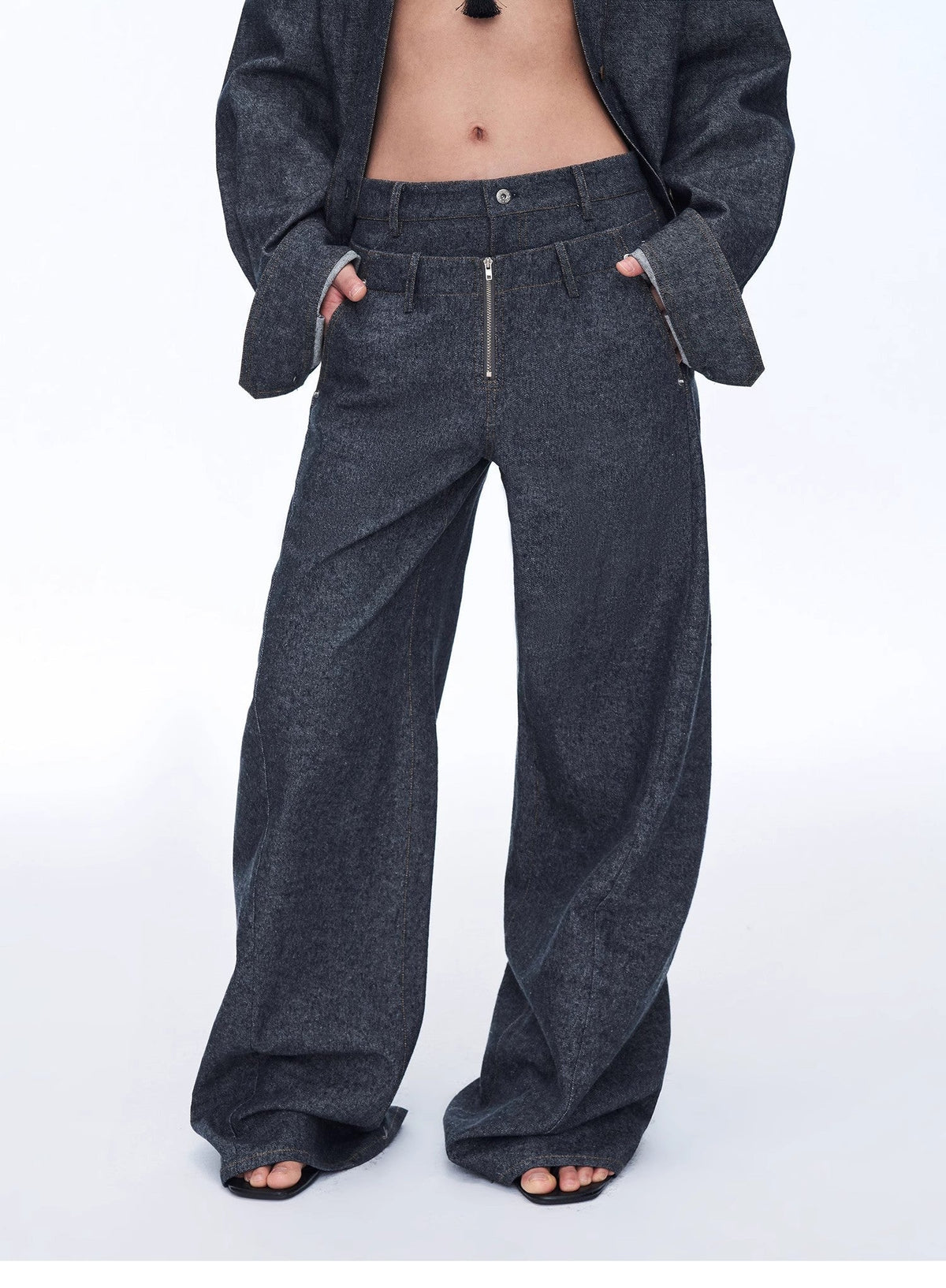 Fireladyfur Women's Stand-Up Silhouette Double Waist Linen Trousers"Berlin Street"
