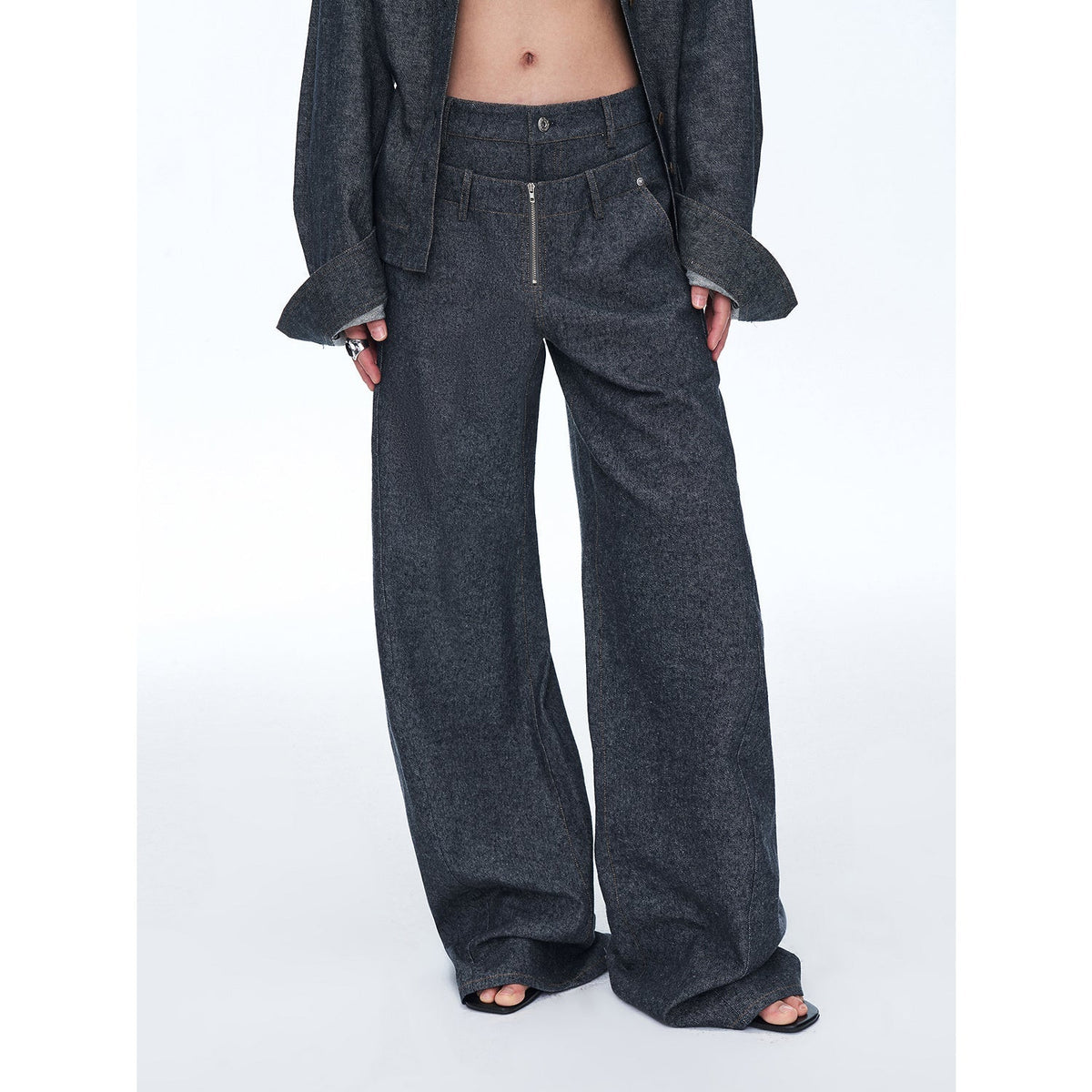 Fireladyfur Women's Stand-Up Silhouette Double Waist Linen Trousers"Berlin Street"