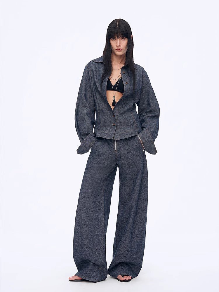 Fireladyfur Women's Stand-Up Silhouette Double Waist Linen Trousers"Berlin Street"