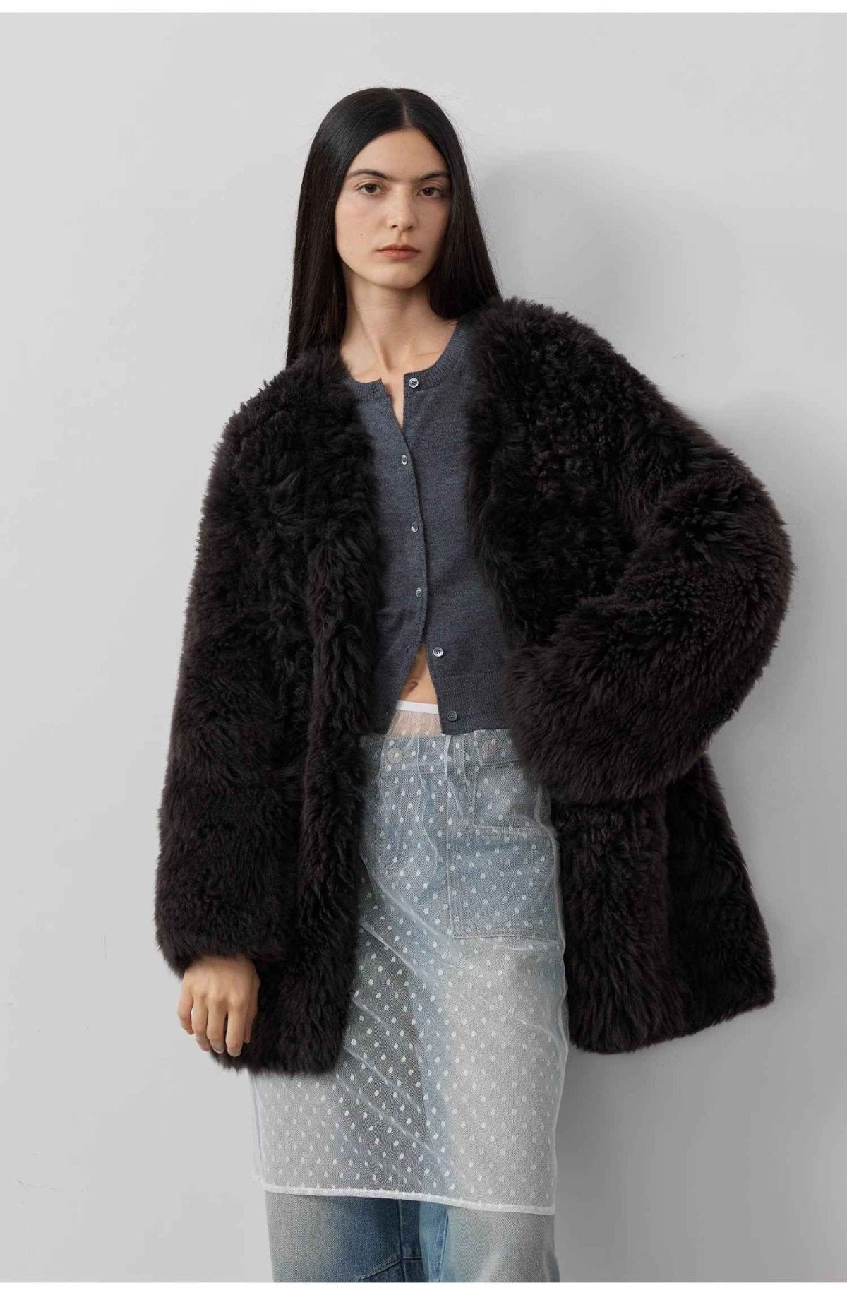 Fireladyfur Women's Tuscan Sheepskin Winter Coat“Peach Oolong”