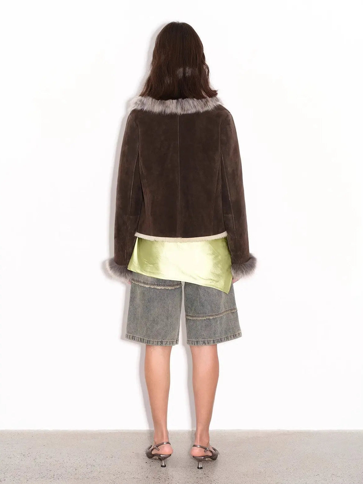 Fireladyfur Women's Shearling Coat - Imported Merino Wool Patchwork Fox Fur Collar Florence