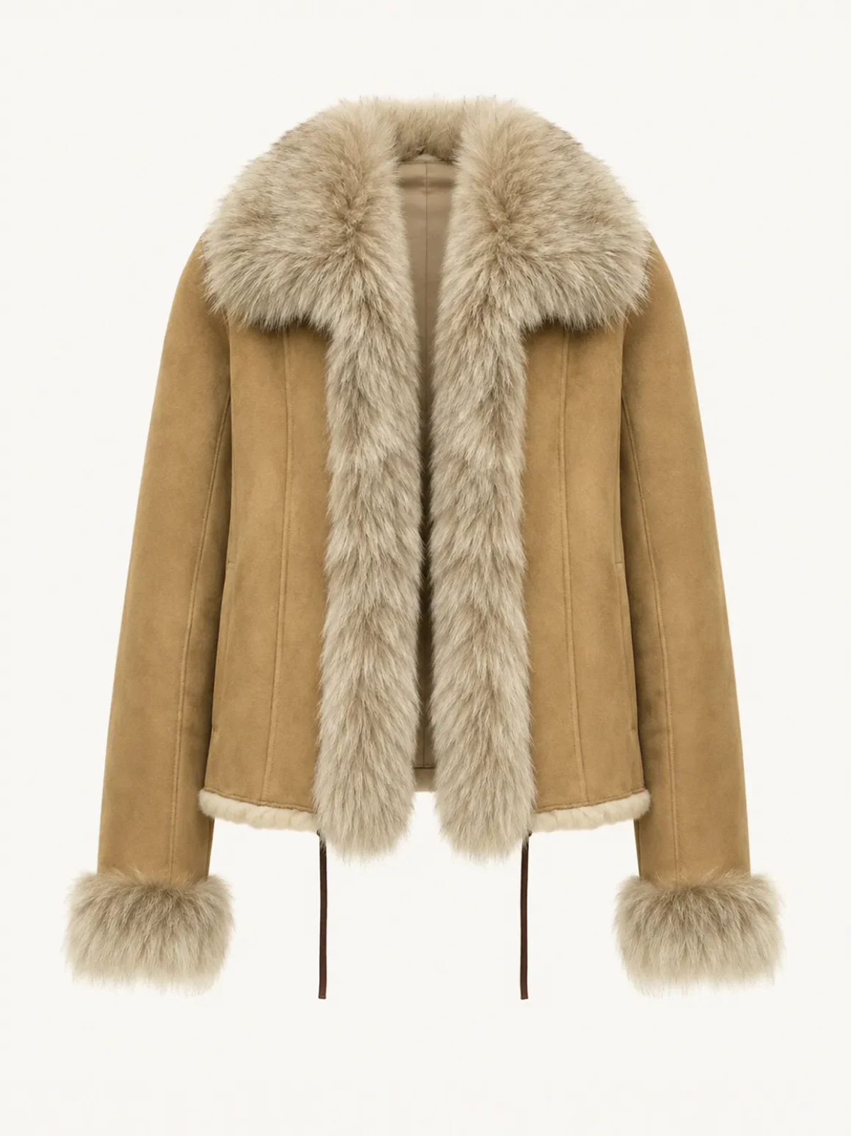 Fireladyfur Women's Shearling Coat - Imported Merino Wool Patchwork Fox Fur Collar Florence