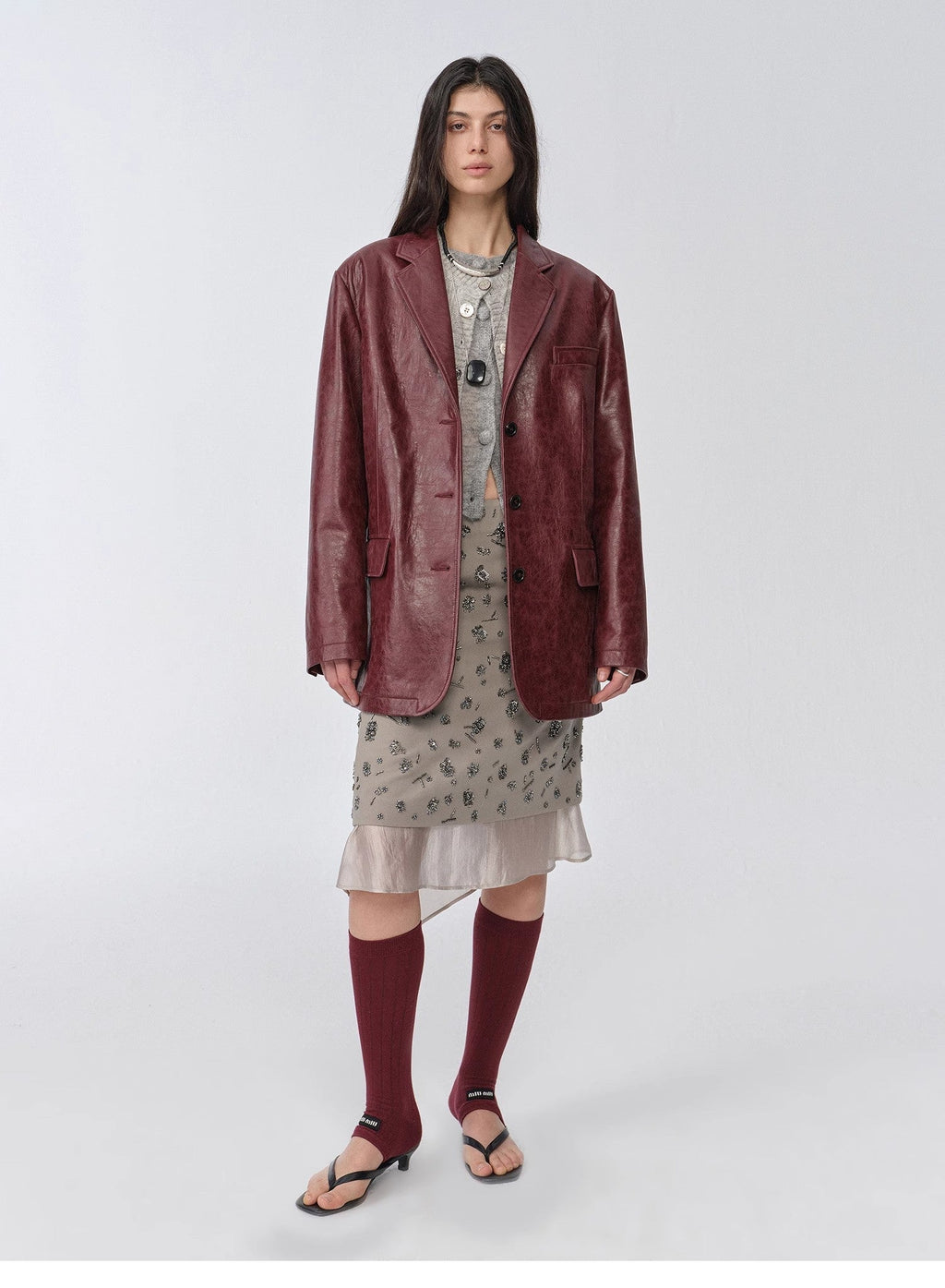 "Flowers and Her" Irregular Hand-Embroidered Sequin Skirt
