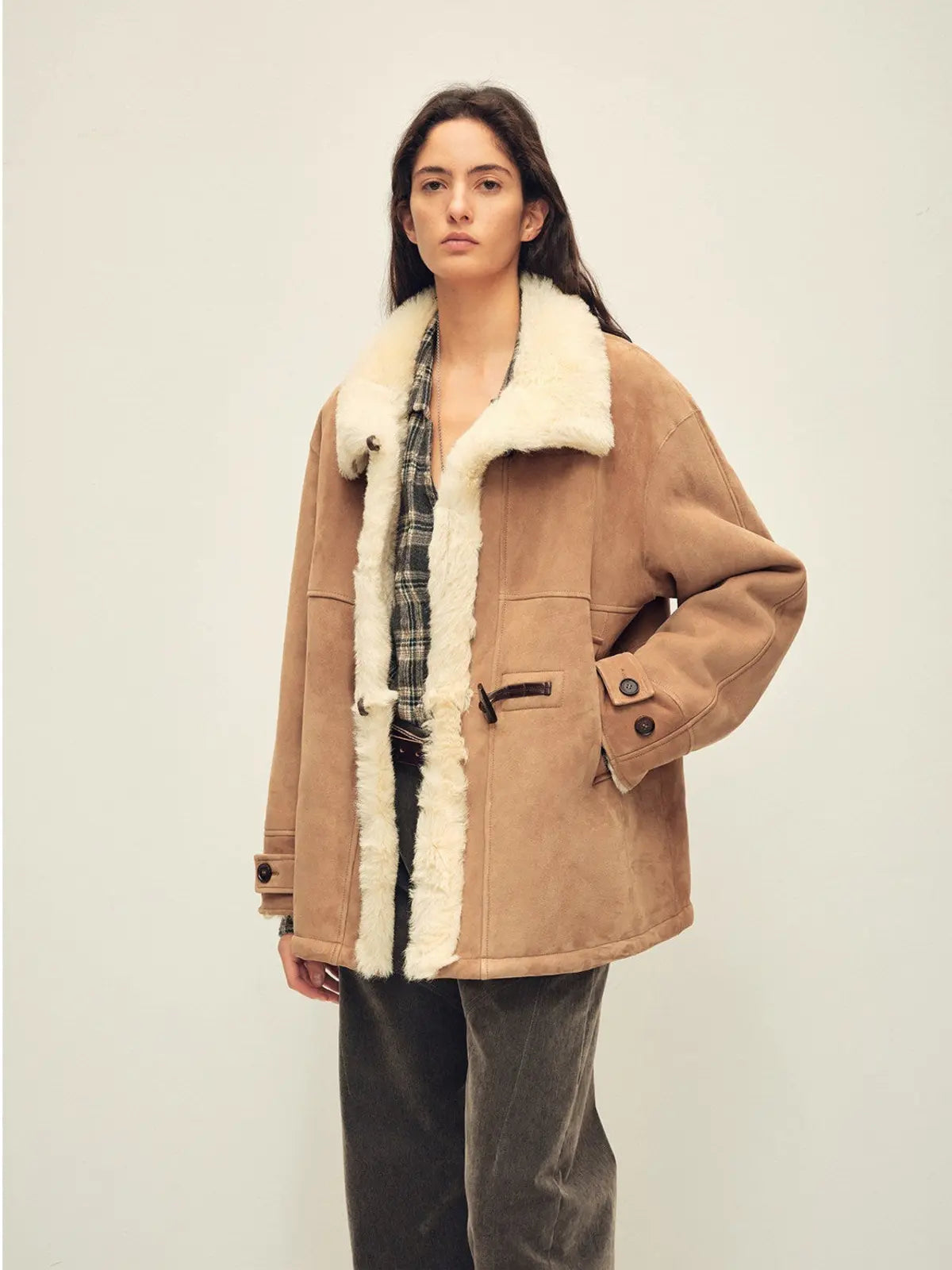 Firelady Fur Women‘s Shearling Jacket With Italian Tuscan Curly Wool Suede Collar“Glam Belle”