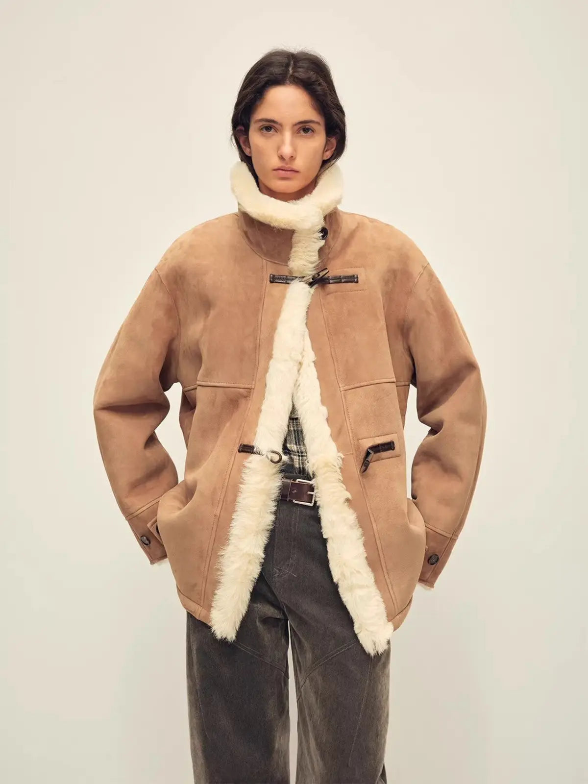 Firelady Fur Women‘s Shearling Jacket With Italian Tuscan Curly Wool Suede Collar“Glam Belle”