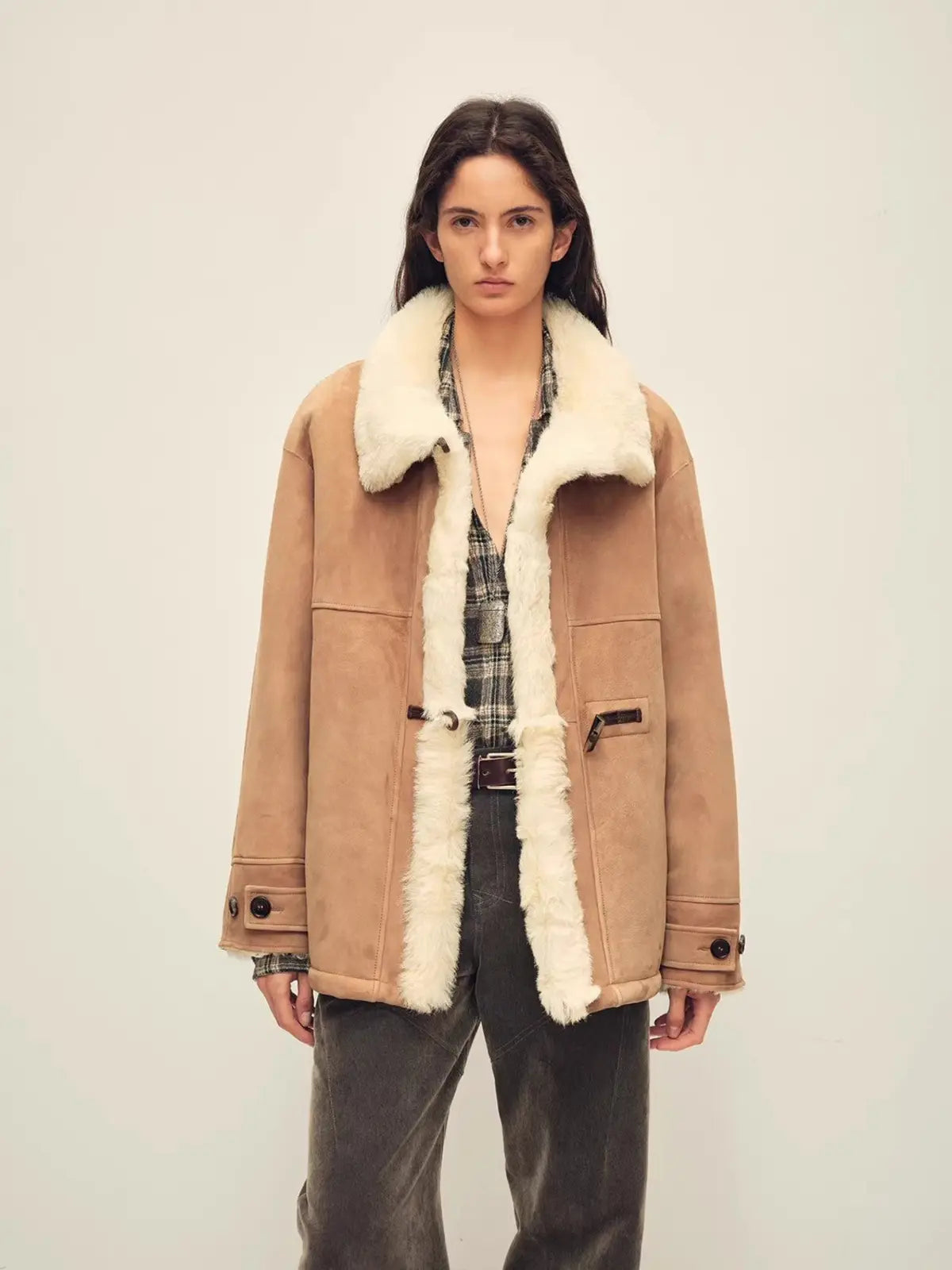 Firelady Fur Women‘s Shearling Jacket With Italian Tuscan Curly Wool Suede Collar“Glam Belle”