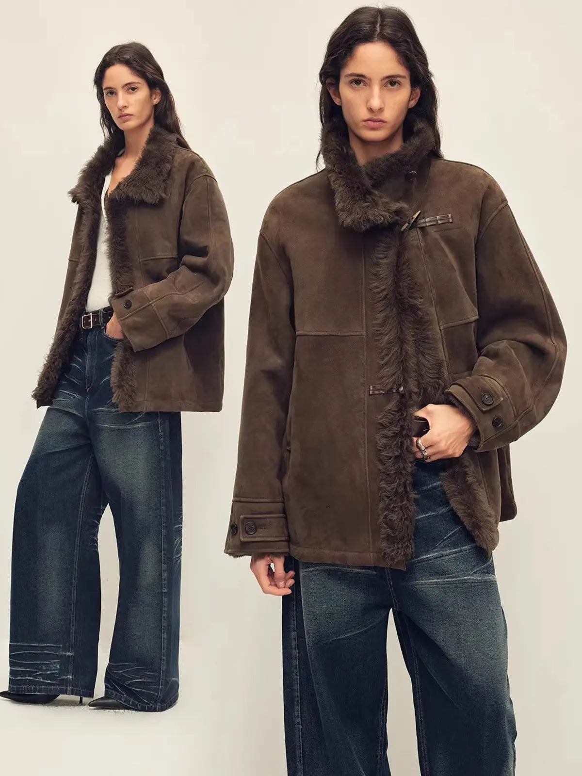 Firelady Fur Women‘s Shearling Jacket With Italian Tuscan Curly Wool Suede Collar“Glam Belle”
