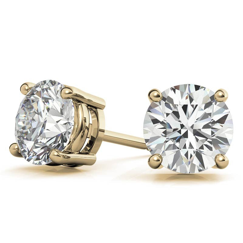 Pendientes de botón de diamante de laboratorio redondo de 5.00 CTW con certificación AGI – G/VS en oro blanco o amarillo de 14K