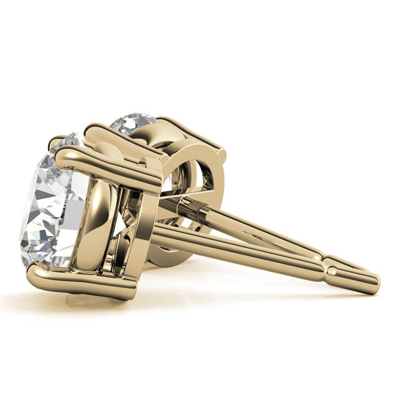 Pendientes de botón de diamante de laboratorio redondo de 5.00 CTW con certificación AGI – G/VS en oro blanco o amarillo de 14K