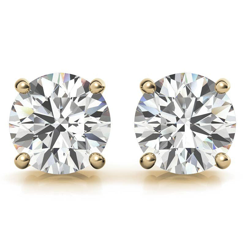 Pendientes de botón de moissanita auténtica certificados de 1.60 CTW – Color DEF, claridad IF–VS1, oro de 14k sobre plata de ley