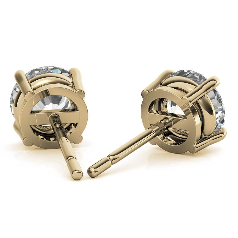 Pendientes de botón de diamante de laboratorio redondo de 5.00 CTW con certificación AGI – G/VS en oro blanco o amarillo de 14K