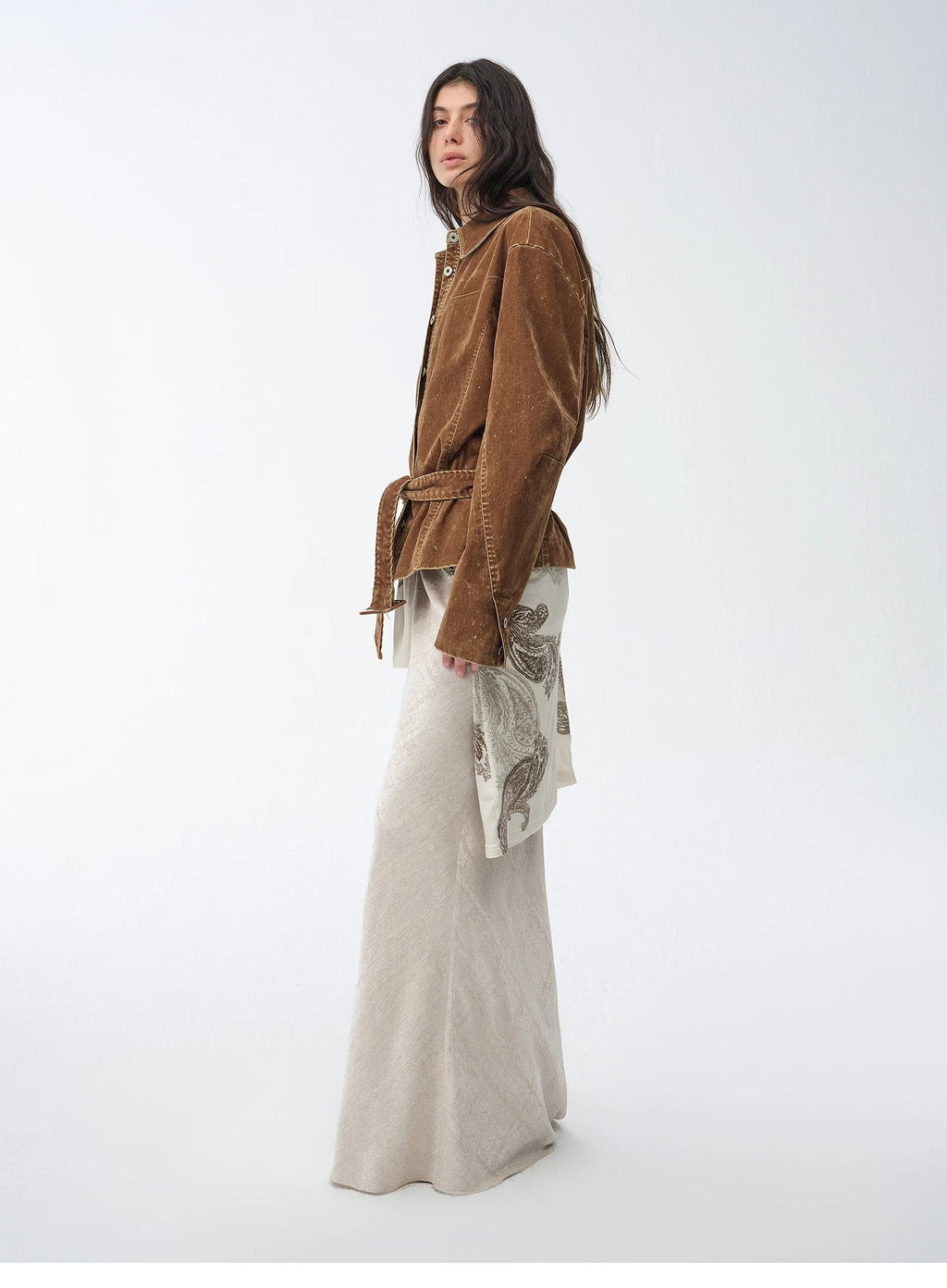 "Haruno Dream" Retro Distressed Flocked Denim Low Waistband Long