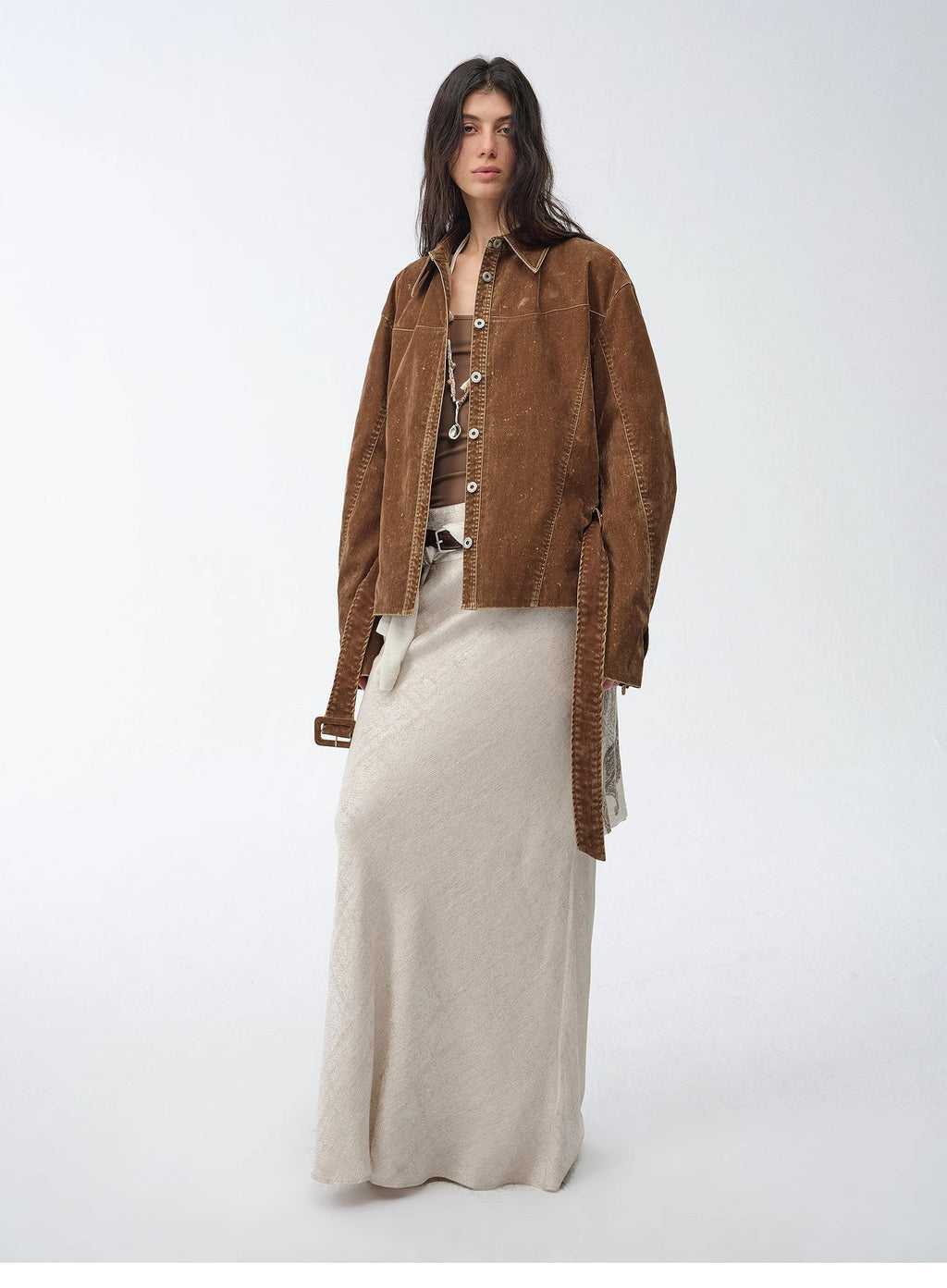 "Haruno Dream" Retro Distressed Flocked Denim Low Waistband Long