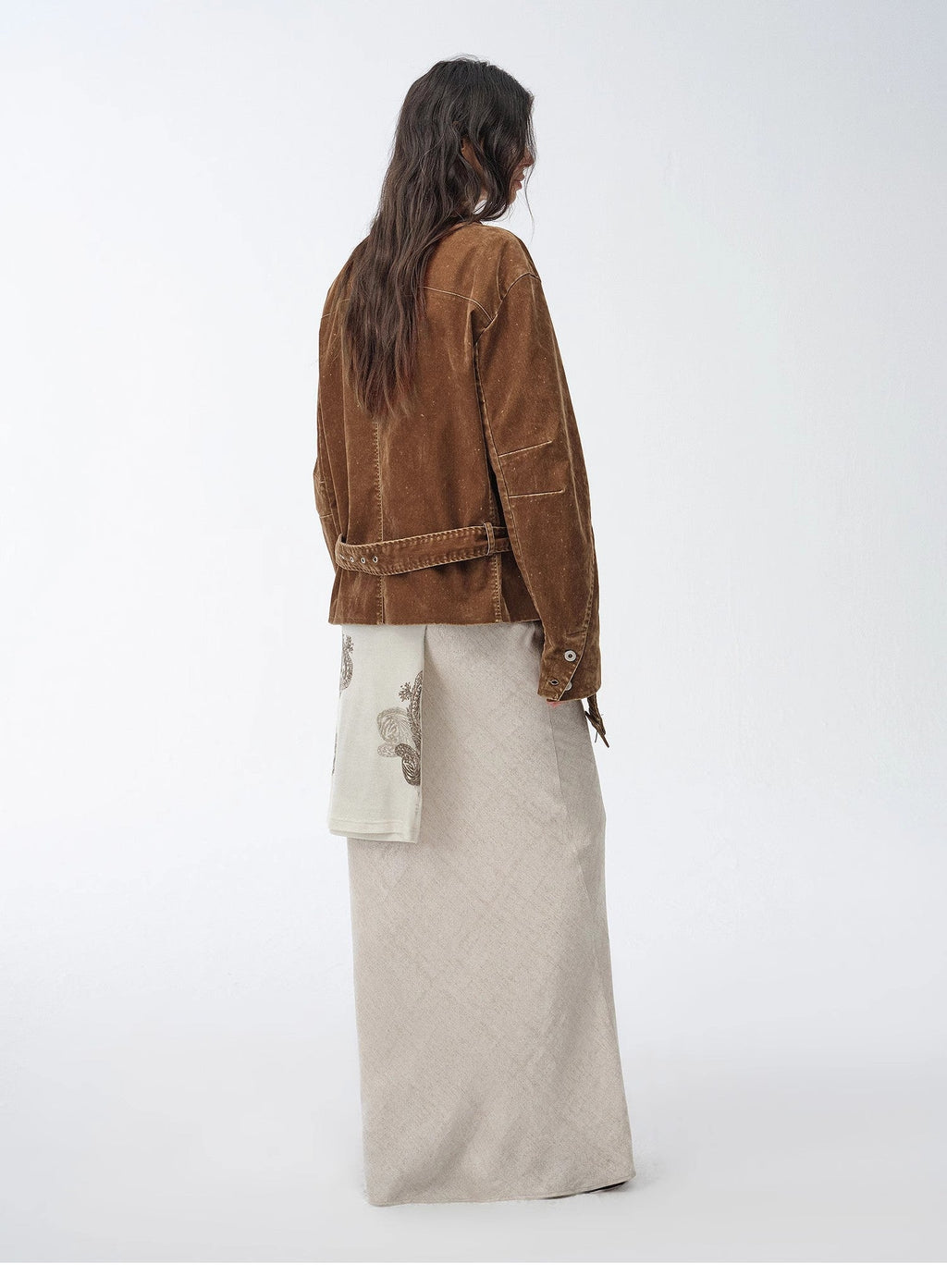 "Haruno Dream" Retro Distressed Flocked Denim Low Waistband Long