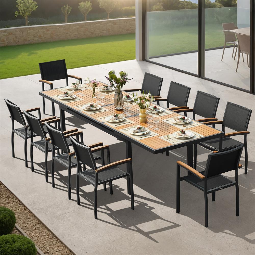 Heck 10 Person Teak Outdoor Extendable Dining Set
