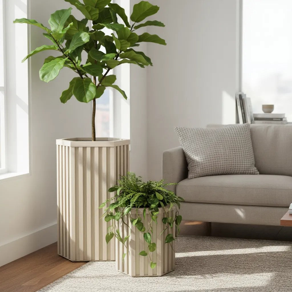 Hexagon Grove Column Planters - Medium