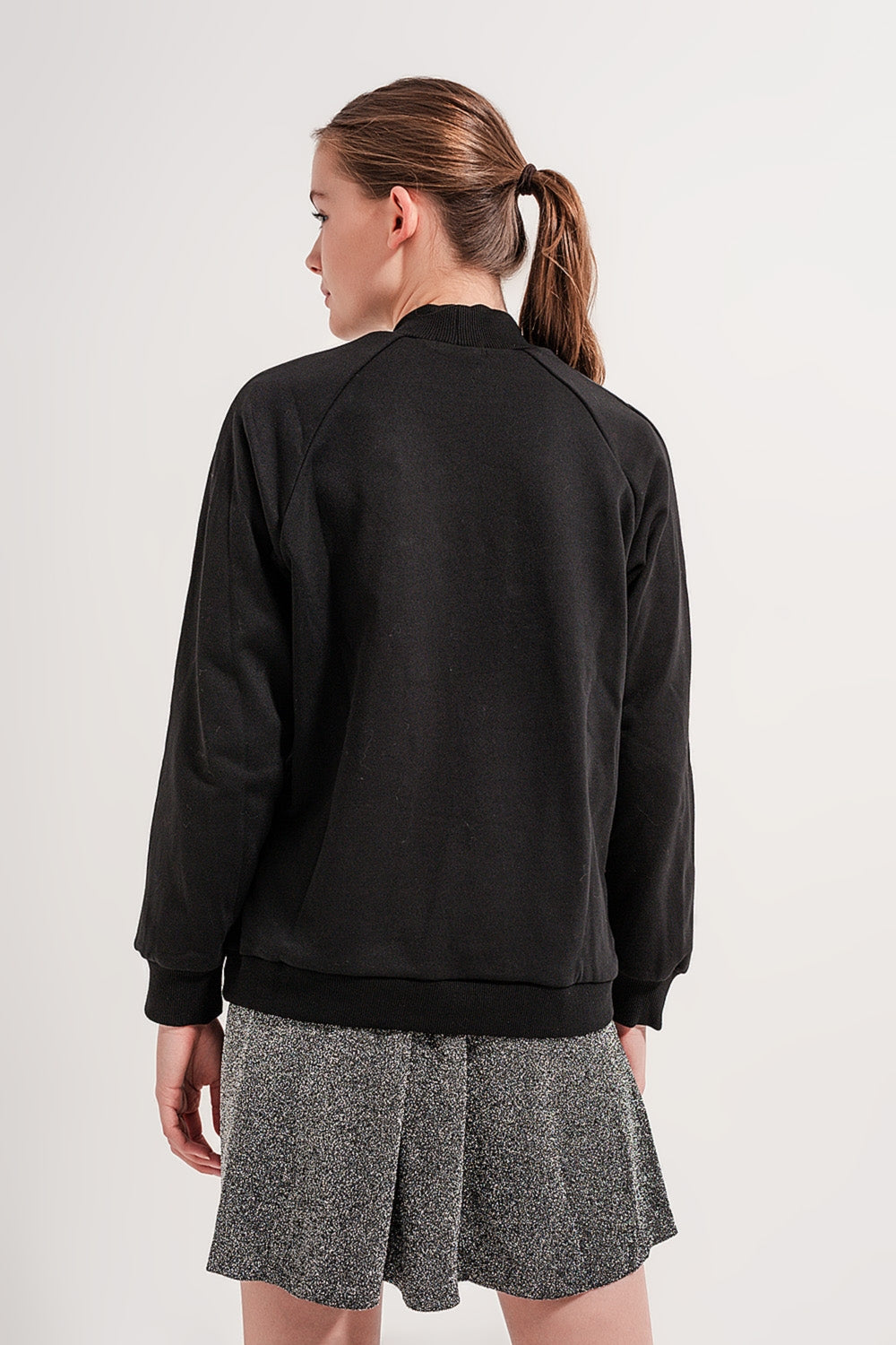 Sweatshirt med hög krage i svart