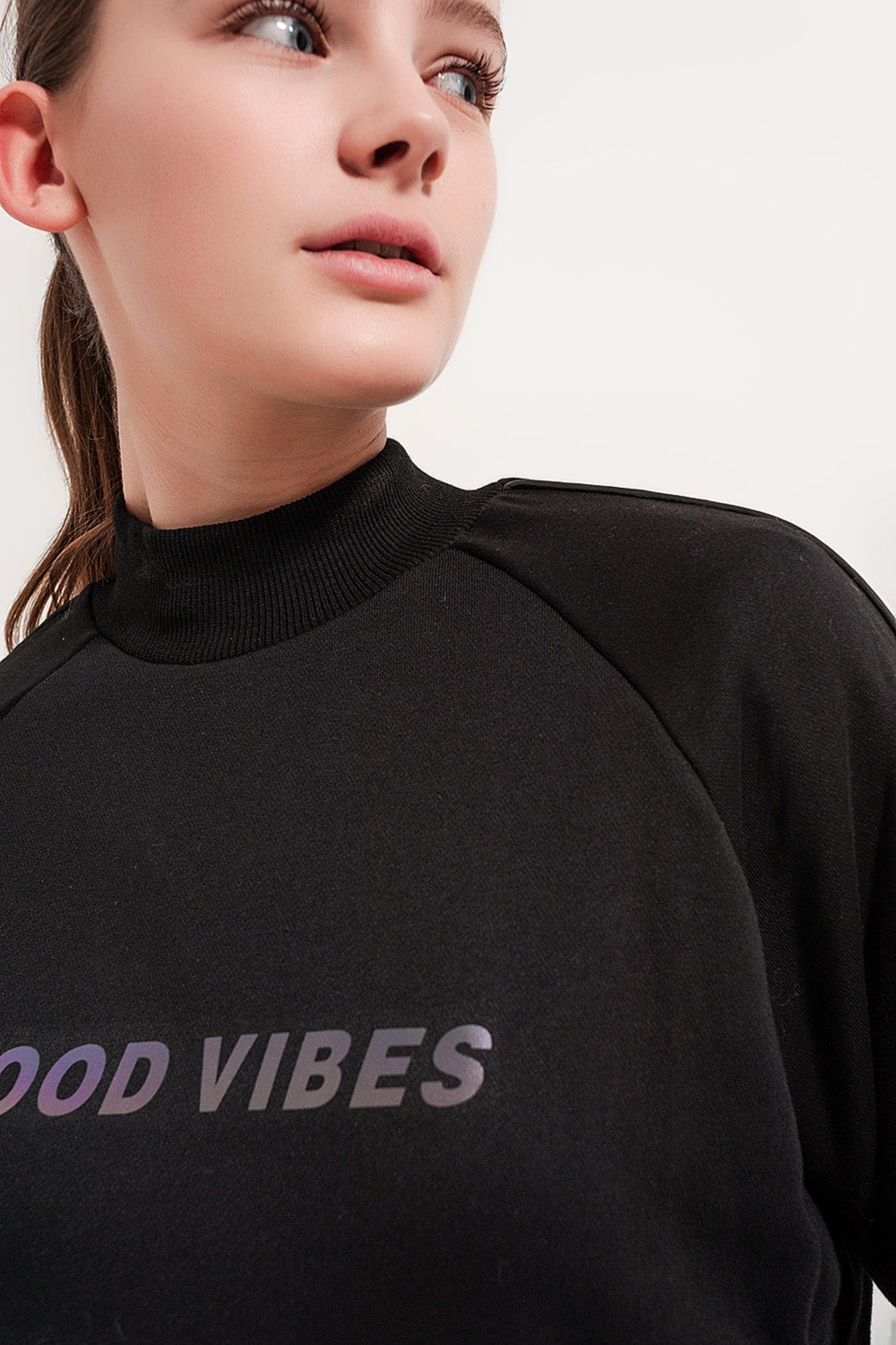Sweatshirt med hög krage i svart