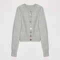 "Hokkaido Weaving Love" Wool Blend Crew Neck Cardigan Top