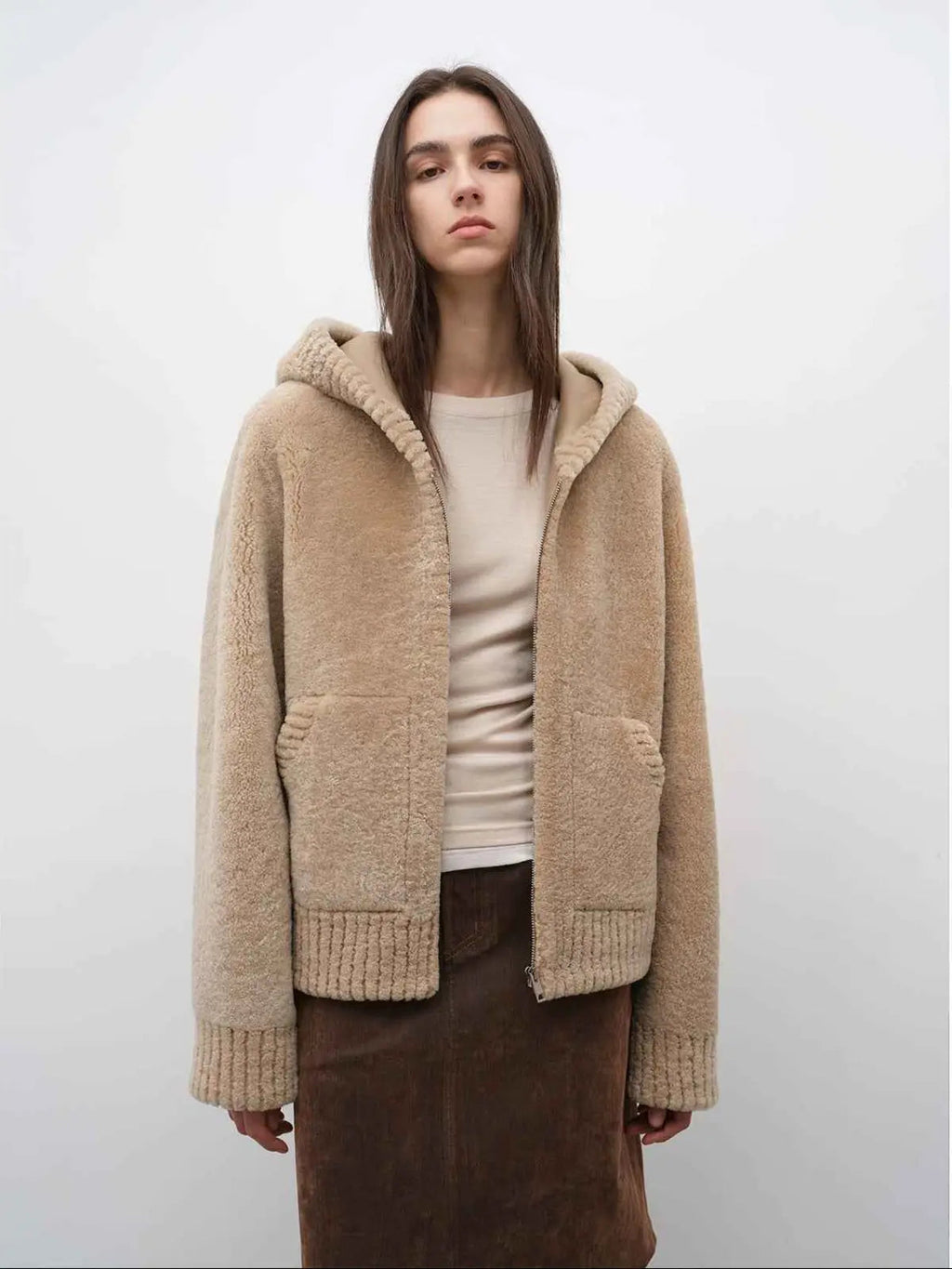 Fireladyfur Women's Hooded Merino Sheepskin Jacket“Bad Boy”
