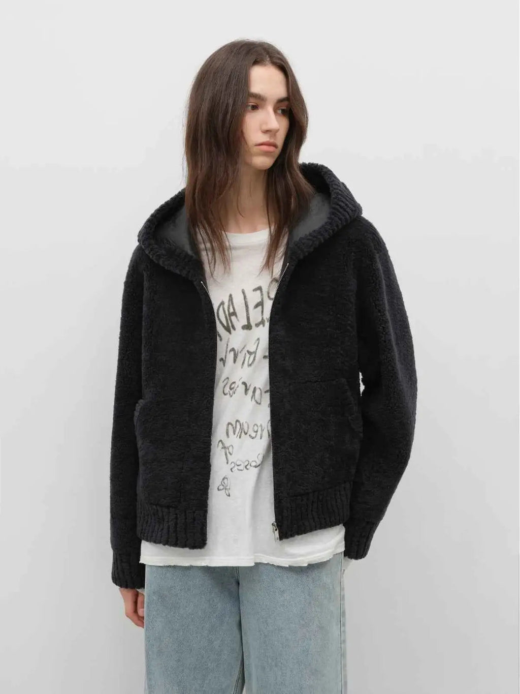 Fireladyfur Women's Hooded Merino Sheepskin Jacket“Bad Boy”