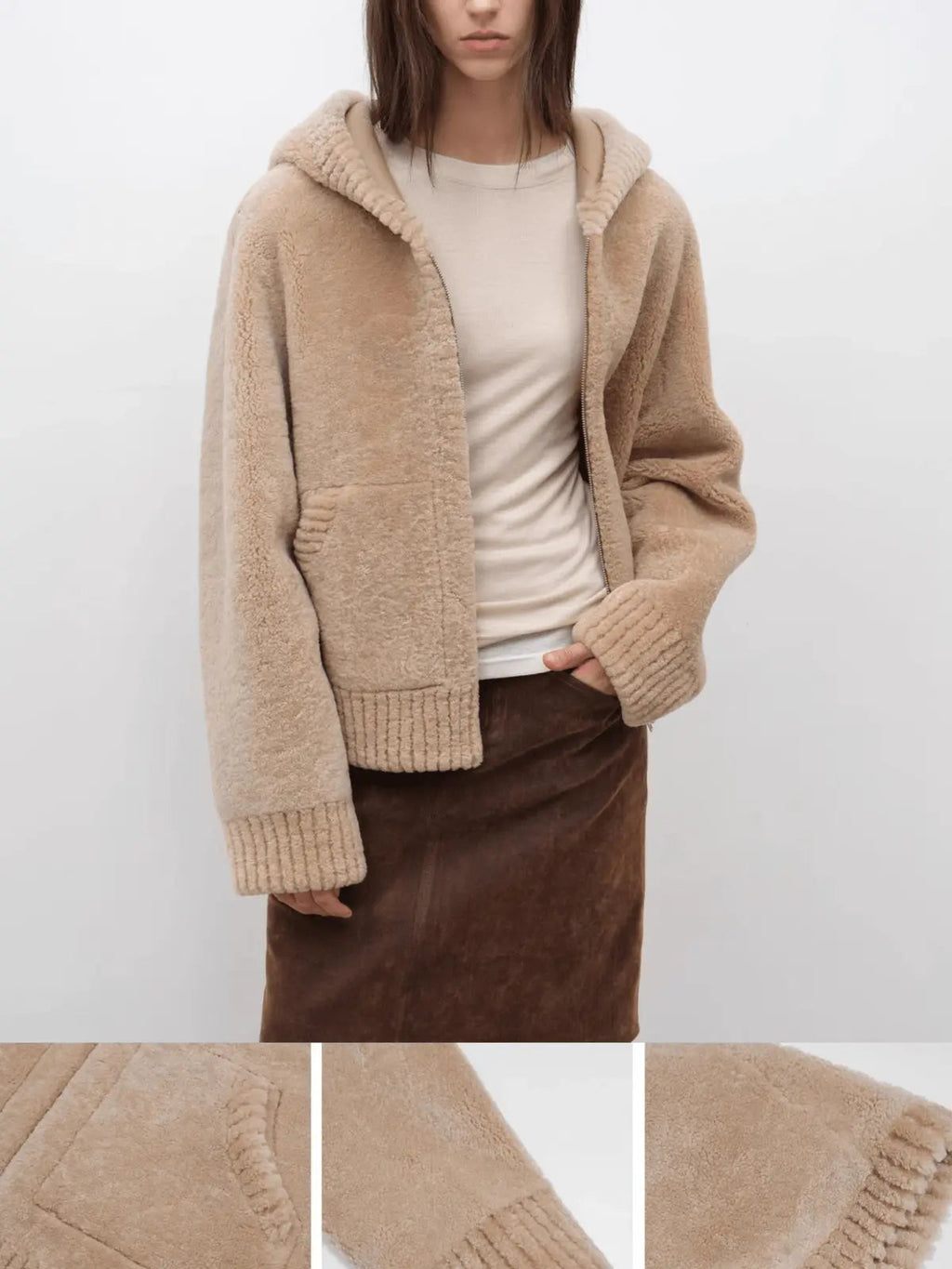 Fireladyfur Women's Hooded Merino Sheepskin Jacket“Bad Boy”