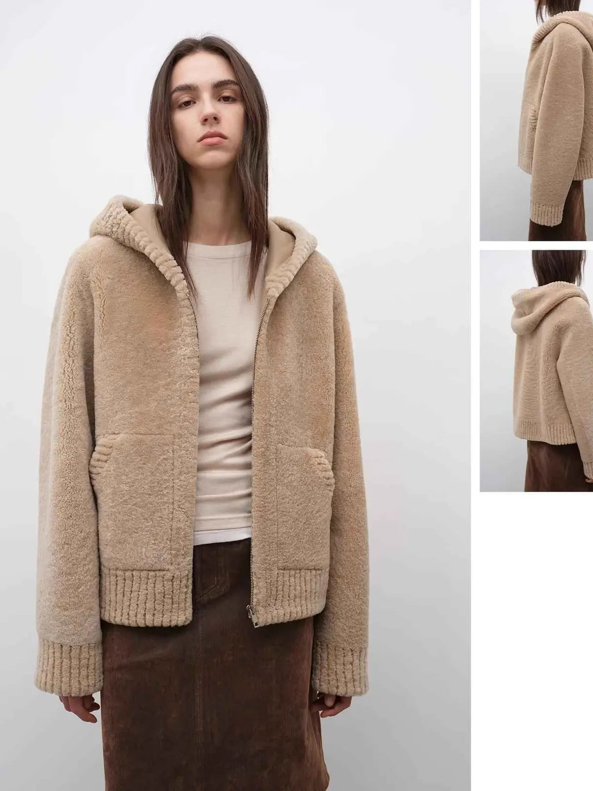 Fireladyfur Women's Hooded Merino Sheepskin Jacket“Bad Boy”